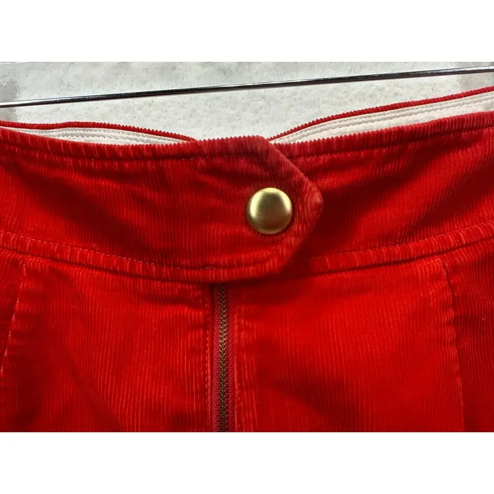 J. Crew Women's Corduroy Mini Skirt Red SZ 6 Preppy Casual